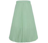 Happy Cherry Girls Summer Pleated Midi Skirt - Casual High Waist A-Line With Soft Lining, Solid Color for Children 7-8 Years Green