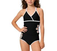 Happy Cherry Girls Swimwear Set with Adjustable Straps Kids' V Neck Cross Back Straps 2-piece Swimsuit Teens Summer Holiday Beach Swimwear 9-10 Years Black