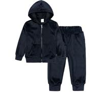 Happy Cherry Girls Tracksuit Set 2 Piece Velour Zip Up Hoodie and Joggers Bottom Outfits Kids Autumn Winter Lounge Wear Sets Fleece Sports Activewear Black 8-9 Years