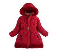 Happy Cherry Girls' Winter Coat Hood Warm Long Jacket Children's Parka Outdoor Jacket Padded Kids Mid-length Coats 110