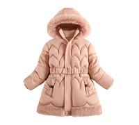 Happy Cherry Girls Winter Jacket Thick Coats Hooded Mid-length Winter Warm Windproof Parka Coat Padded Overcoat 110