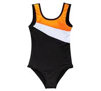 Happy Cherry Gymnastics Leotard for Girls Kids Sleeveless Ballet Dance Bodysuit Sport Athletic Gym One Piece Leotard Round Neck Low Back Striped Leotard Training Yoga Performance B Orange 7-8 Years