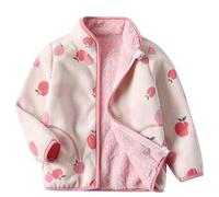 Happy Cherry - Kids Boy Girl Fleece Jacket Toddler Baby Full-Zip Puffer Warm Coats Lightweight Casual Outwear Long Sleeve Sweatshirt with Lining Fall Winter Sping Clothe for child 1-10 Years