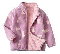 Happy Cherry - Kids Boy Girl Fleece Jacket Toddler Baby Full-Zip Puffer Warm Coats Lightweight Casual Outwear Long Sleeve Sweatshirt with Lining Fall Winter Sping Clothe for child 1-10 Years