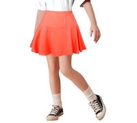 Happy Cherry Kids Girls Short Pleated Skirt Elastic Waist Tennis Skater Girls' Orange School Skirt Sports Golf Skirt A-Line Versatile Skirt 7-8 Years