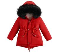 Happy Cherry - Kids Toddler Girl Winter Snow Jackets Fleece Lined Coats with Detachable Hood Padded Coat Windproof Quilted Jackets Children Warm Outwear 2-7 Years