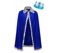 Happy Cherry King Costume for Kids 2 Pcs Set Prince Cloak with Crown King Queen Cape Medieval Costume for Carnival Coronation Stage Performance, 80cm