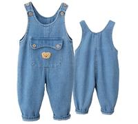 Happy Cherry Little Boys Girls Denim Overalls Toddler Solid Sleeveless Dungarees Kids Button Jumpsuit Bib Pants One Piece Trousers Summer Suspender Jeans Overalls 2-3 Years
