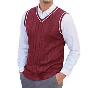 Happy Cherry Men Fashion Twist Knitted Sweater Spring Autumn Business Sleeveless Jumpers Male Lightweight Cozy Sweater Vest Red M