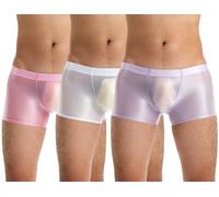 Happy Cherry Men's Glossy Boxers Lightweight Underwear Boxer Shorts for Male Smooth Lounge Relaxed Stretch Shorts Sleepwear White Purple Pink L