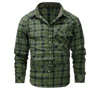 Happy Cherry Men's Plaid Shirts Button Down Regular Fit Shirts Casual Spring Autumn T-Shirt Long Sleeve Club Distressed Flannel Tops Green L