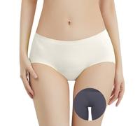 Happy Cherry No Show Camel Toe Hider Pants for Women Essential Quick Dry Bikini Style Underwear Solid Hipster Panties Underpants White L