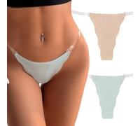 Happy Cherry No Show Light Weight G-Strings for Women Essential Invisible Quick Dry Bikini Underwear Solid Hipster Panties Tangas Green L