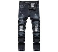 Happy Cherry Ripped Jeans for Kids Boy Denim Trouser Teenagers Straight Fit Breathable Pants Casual Stretch Skinny Jeans Pants Age 15-16 Years