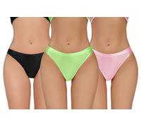 Happy Cherry Sexy Invisible Shiny Oily Thongs for Women Stretch Low Waist Light Weight Bikinis Glossy Elastic Breathable Tangas Black Pink Green XS