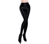 Happy Cherry Shiny Dance Tights for Women Opaque Glossy Pantyhose Wet Look Footed Shiny Tights Oil Shine Leggings Shimmery Stockings Black XL