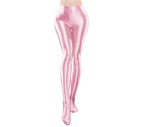Happy Cherry Shiny Oil Stockings for Women Opaque Glossy Pantyhose Wet Look Footed Shiny Tights Pink Glitter Leggings Glitter High Waist Yoga Pants Pink M