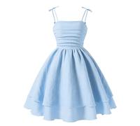 Happy Cherry Summer Dresses for Teens Girls 10 Years Spaghetti Strap Midi Casual Sleeveless Sundress Swing Smocked A Line Beach Boho Dress Blue