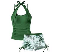 Happy Cherry Swimsuits Girls 9-10 Years Swimming Costume Two Piece Swimwear with Short Bathing Suits Print Green