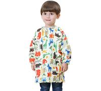 Happy Cherry Toddler Baby Kids Waterproof Bibs Soft Long Sleeved Smock Apron for Eat and Messy Play