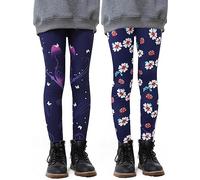 Happy Cherry - Toddler Girls Warm Thermal High Waisted Leggings Full Length Tights Fleece Lined Winter Fall Stretchy Trousers Kids Cotton Elastic Pants Children Thicken Slim Fit for 2-12 Years