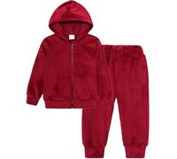 Happy Cherry Tracksuit Girls Full Set 2 Piece Lounge Wear Red Teenagers Zipped Top Fleece Hoodie + Bottom Jogging Suit Girls' Autumn Clothes Sportswear 7-8 Years