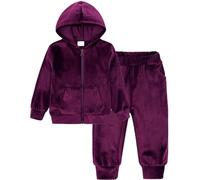 Happy Cherry Tracksuits for Girls Velvet Loungewear Kids Zip Up Hoodie Tracksuit Sweatpants Outfits Set Child Girls' Autumn Winter Clothes Purple 4-5 Years
