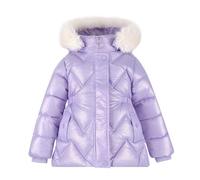 Happy Cherry Winter Parka for Girls 8-9 Years Thick Padding Jacket Purple Windproof Puffer Outwear with Fur Hood