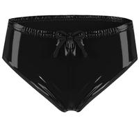 Happy Cherry Women Bowknot Latex Briefs Soft Elastic Mid Waist Briefs Shiny Metallic Light Weight Pocket Panties Dancewear Lingerie Black S