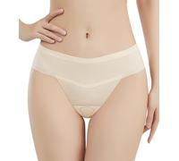 Happy Cherry Women Seamless Camel Toe Cover Thongs Ultra Soft Elastic Invisible Mid Waist Briefs Light Weight Basic Yoga Panties White M