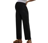 Happy Cherry Women's Maternity Pants Pregnancy Palazzo Lounge Trousers Straight Casual Cozy Pants Elastic Waist Over The Belly Sweatpants with Pockets M Black