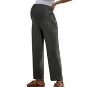 Happy Cherry Women's Maternity Pants Pregnancy Palazzo Lounge Trousers Straight Casual Cozy Pants Elastic Waist Over The Belly Sweatpants with Pockets M Dark Grey