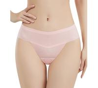 Happy Cherry Women's No Show Camel Toe Hider G-Strings Essential Quick Dry Bikini Style Underwear Solid Transparent Hipster Tangas Pink L