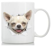 Happy Chihuahua Dog Mug - Ceramic Funny Coffee Mug - Perfect Dog Lover Gift - Cute Novelty Coffee Mug Present - Great Bi one Size only