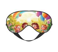 Happy Childhood Print Sleep Mask with Adjustable Strap, Comfortable Eye Cover for Travel, Yoga, Napping, Sleeping & Relaxation