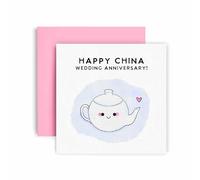 Happy China Anniversary Card - 20th Anniversary Card for Husband or Wife - Happy Wedding Anniversary 14.8cm (China 20th)