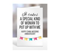 Happy China Wedding Anniversary Card, Birthday Gifts for Wife, Girlfriend, Partner, Spouse, Funny, Valentines Gifts for Him, Her, Presents for Men, Women, A5-190_131