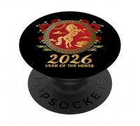 Happy Chinese New Year Art 2026 Oval Year of the Horse PopSockets Adhesive PopGrip