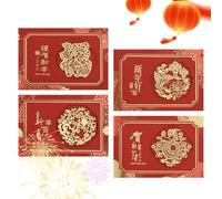 Happy Chinese New Year Cards, Lunar New Year Greeting Cards, Hollow 2025 Year Of The Snake Cards, with Gold Edges, Visual Design, 4-Pack 19cm, for Friends and Family