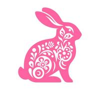 Happy Chinese New Year of Lunar New Year Rabbit Zodiac Sign and Cartoon Fine Carving Stickers 65.6x77.3cm Do not Damage The Wall Surface Pink