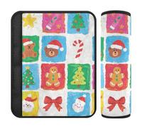 Happy Christmas Bear carseat Straps Covers,Protects Your Neck and Shoulders,seat Belts Covers for Sedan Airplane Most Cars forro para cinturon de seguridad 2 pcs