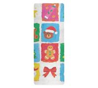 Happy Christmas Bear natural yoga mat for outdoor printed, non slip, yoga non slip towel with bag for carrying tapete para ejercicio 71x26 inches