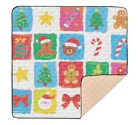 Happy Christmas Bear Soft Padded Baby Play mat Activity Gym for Floor Waterproof Foldable Infant Play Activity Mat for Babies Infants Toddlers, 50'' x 50''gimnasio de actividades para