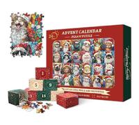 Happy Christmas Cats Advent Calendar Jigsaw Puzzle,Puzzle Advent Calendar 2024,Christmas Puzzle for Adults 1000 Pieces,Christmas Countdown Calendar 24 Days Jigsaw Puzzles,Gifts for Adults, Kids (Cat)