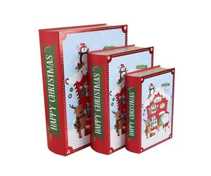 Happy Christmas Characters Design Stackable Book Gift Boxes - Pack of 3