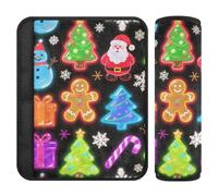 Happy Christmas Fluorescent Green Christmas Trees seat Belt Cushion Shoulder Strap,More Comfort Driving,Shoulder Pads for seat Belt for Truck Auto Most Cars funda para cinturón de