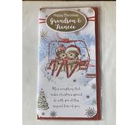Happy Christmas Grandson & Fiancee Christmas Card Teddies/Ski Lift 3D/Foil Detail (PRELUDE43798)