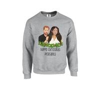 Happy christmas peasants, meme novelty iconic trendy tv xmas festive Unisex Funny Adults Sweatshirt Jumper Heather Grey