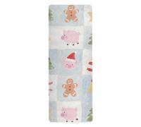 Happy Christmas Pink Pig travel yoga mat packable for home gym printed, non slip, hot yoga towel mat with bag for carrying tapete para ejercicio 71x26 inches