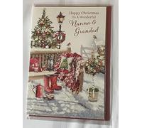 Happy Christmas To A Wonderful Nanna & Grandad Christmas Card Winter Garden Bench(NC-VX092A)